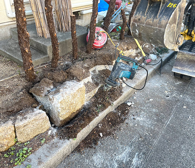 神戸市西区N様邸・土留め石積み撤去